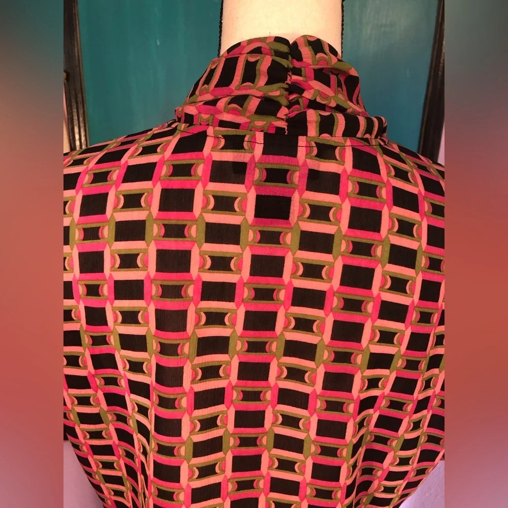 Vintage Art Deco Lavalliere Blouse Size L 🖤 - Picture 12 of 16